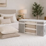 Pillow Storage Bag PVC Window Grey Organizer