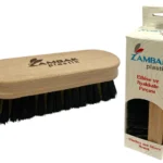 wooden clothes and shoe brush with soft black bristles for cleaning and polishing leather footwear and garments