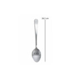 stainless steel serving spoon with mirror finish on white background
