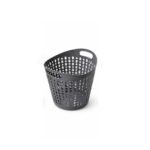 LARGE LAUNDRY BASKET – FLEXIBLE PORTABLE PLASTIC CLOTHES HAMPER WITH VENTILATION HOLES - Grey
