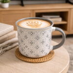 wide matt porcelain mug with tile design modern coffee cup 9.5cm durable ceramic mug Lebanon