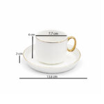 set of 6 white porcelain tea cups with gold rim and matching saucers elegant tea set