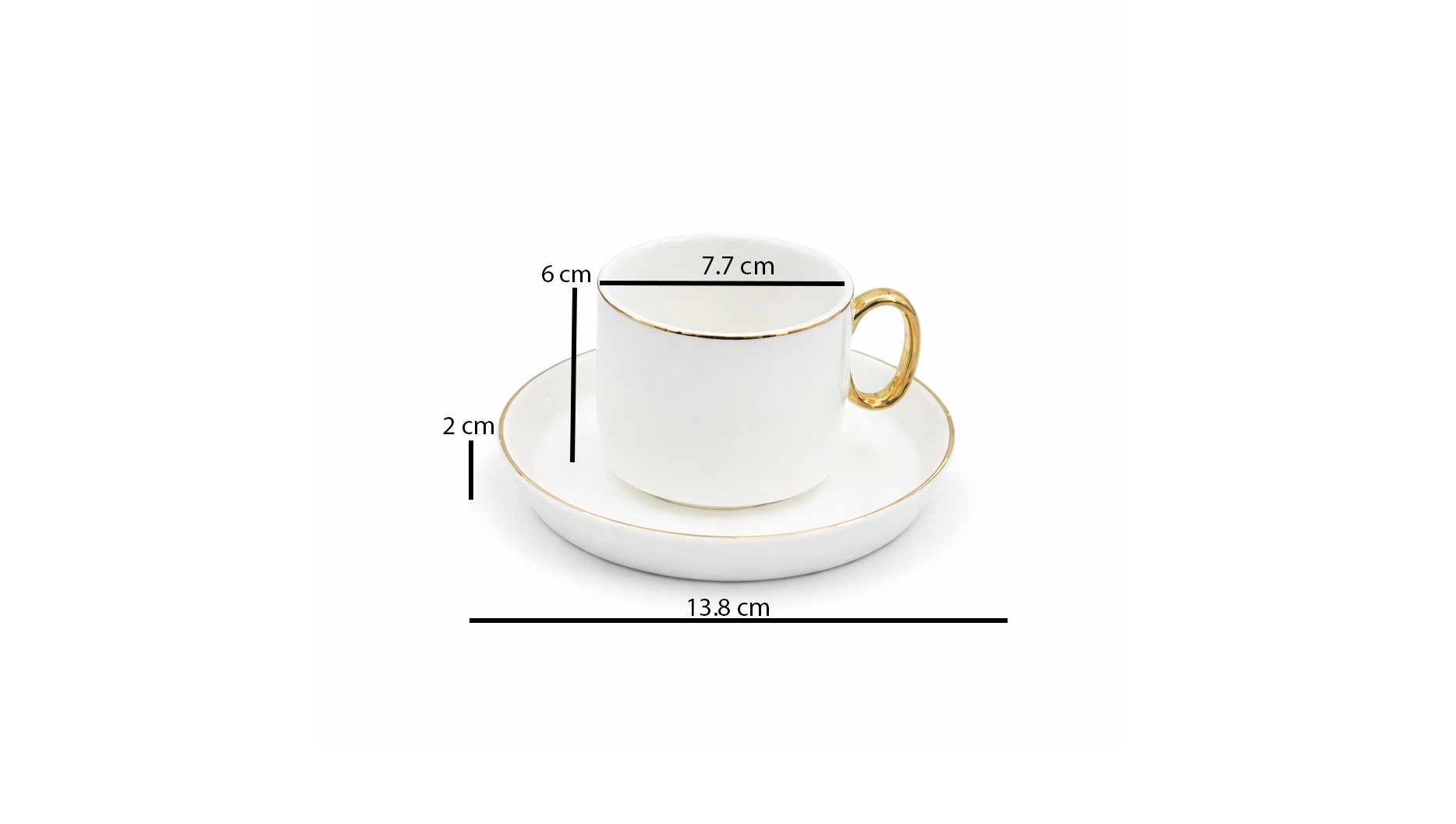 set of 6 white porcelain tea cups with gold rim and matching saucers elegant tea set