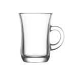 Yudum tea glasses set of 6 with handles 95ml transparent glass tea cups for Turkish and Arabic tea serving in Lebanon