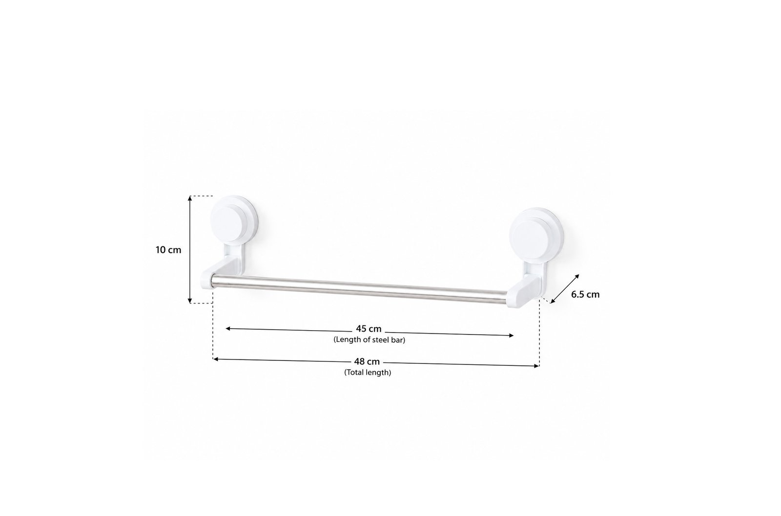 suction cup steel towel holder with drill-free waterproof mounting system for bathroom wall installation.