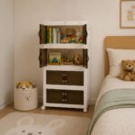 White 4-tier foldable stackable storage cabinet with transparent doors and wheels for home organization in Lebanon