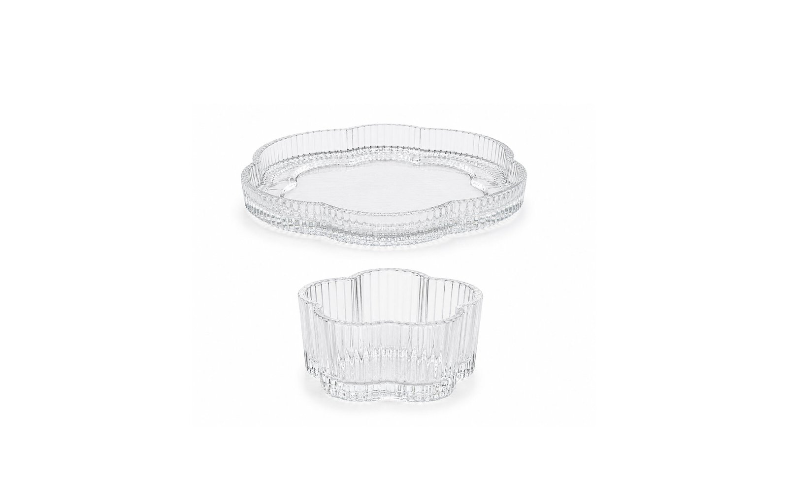 Flower Shaped Glass Bowl And Plate Set 6PCS