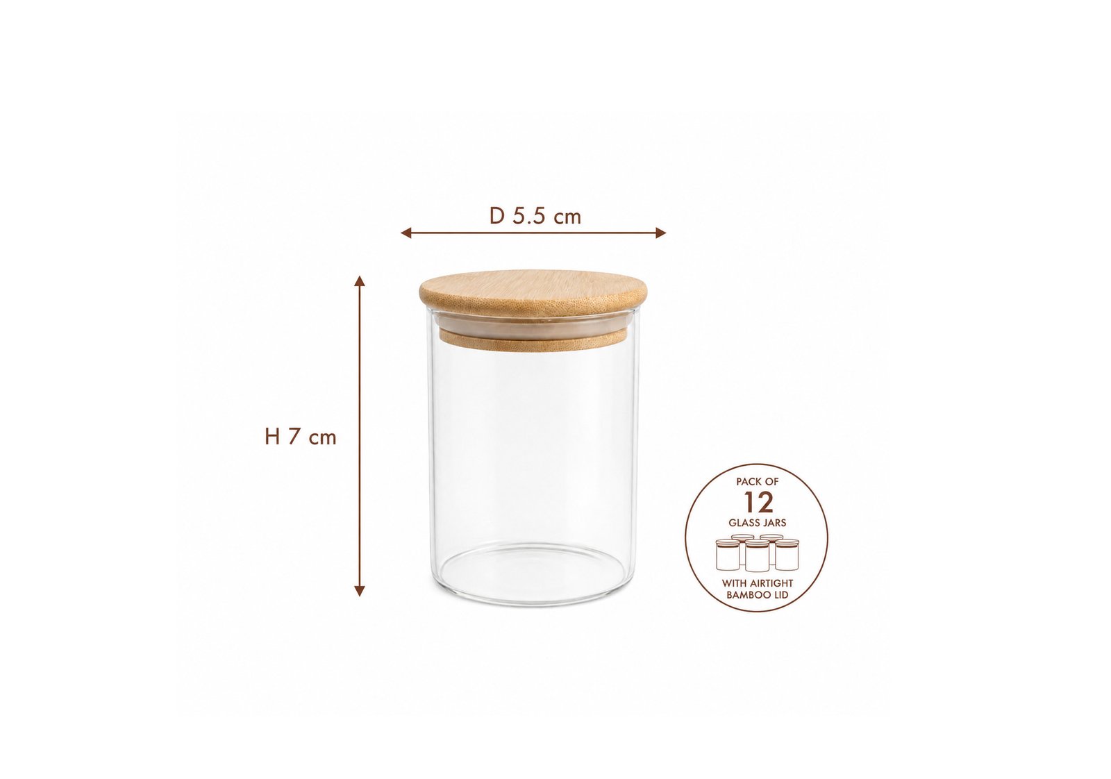 Set of 12 glass spice jars with airtight bamboo lids for kitchen spice organization and storage in Lebanon