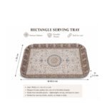 serving tray with Persian rug pattern design made from durable plastic, size 35.5 cm diameter.
