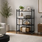 4-tier metal storage stand with wheels for modern home organization and living room décor in Lebanon