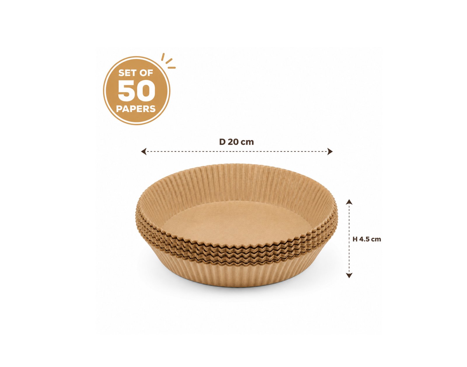 50 pieces disposable round air fryer paper liners non-stick baking paper 20cm for air fryer and oven use