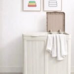 foldable dual laundry basket 100L with wheels white