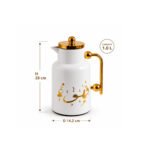 Luxury white and gold Arabic coffee thermos 1 liter with pink glass interior and leak-proof pouring lid