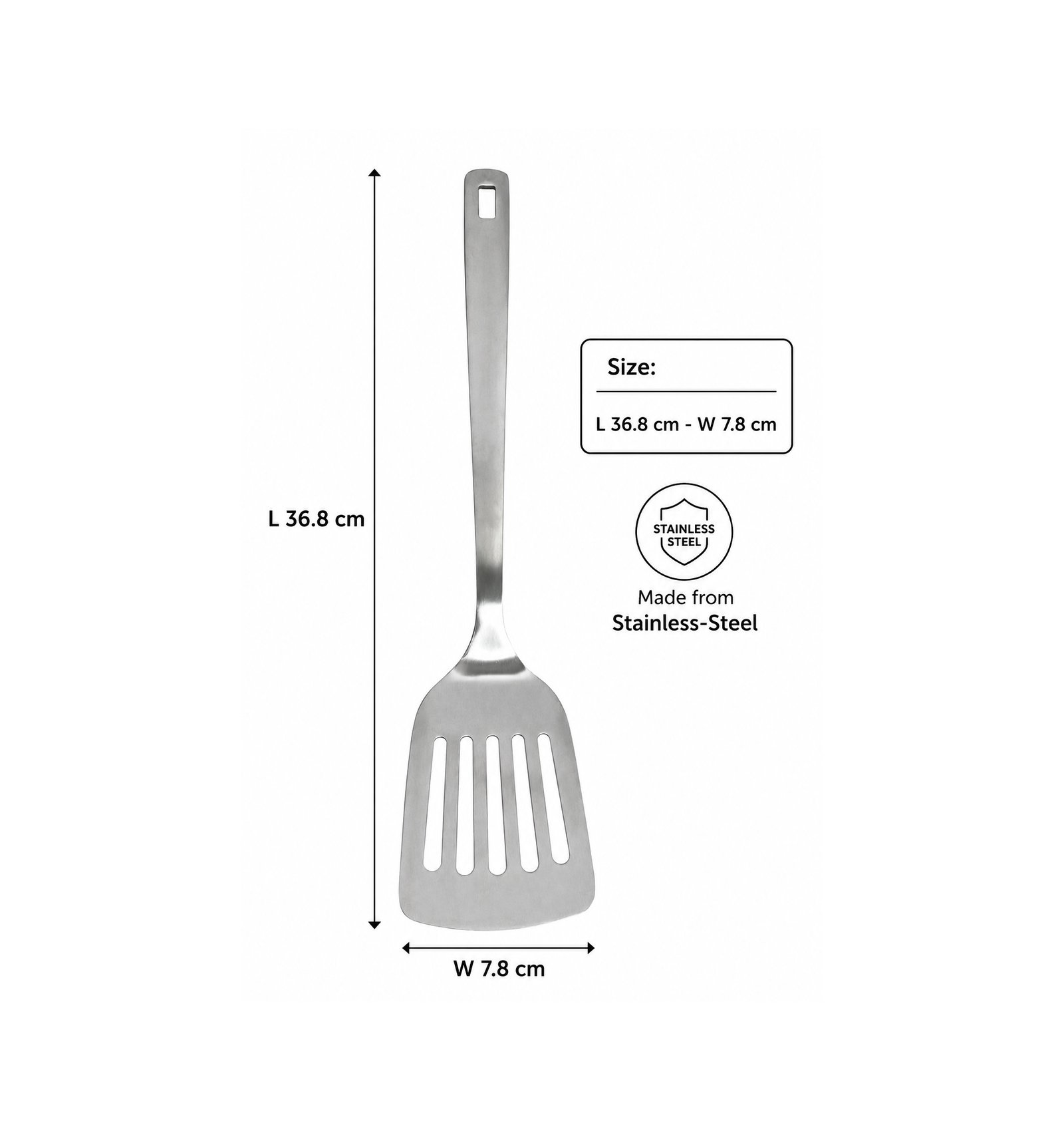 slotted turner 36 cm with long ergonomic handle for flipping and grilling foods in kitchen kitchens