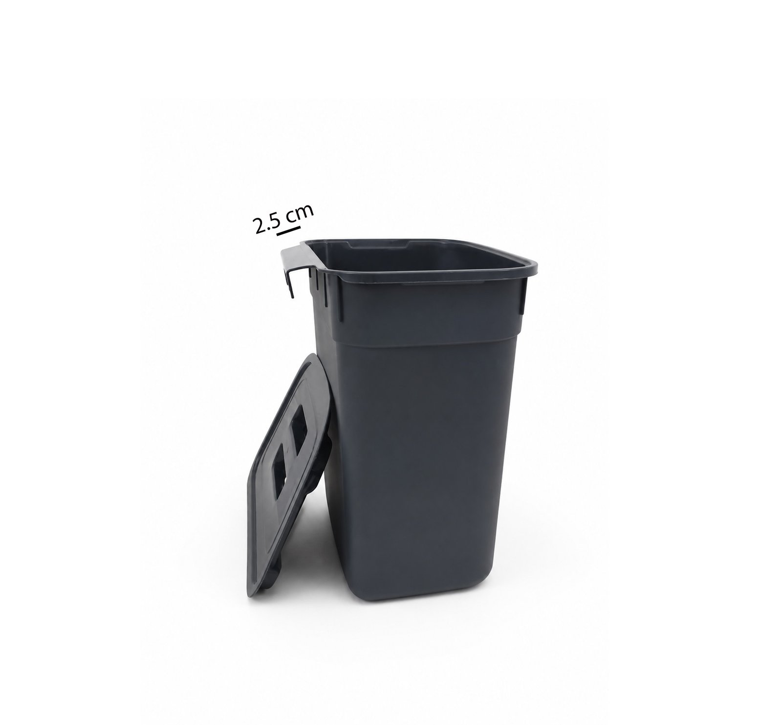 Dunya Hanging Trash Container with Lid 7L Granite