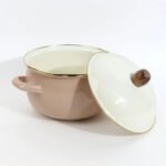 3-Piece Metal Casserole Cookware Set with Wooden Lids