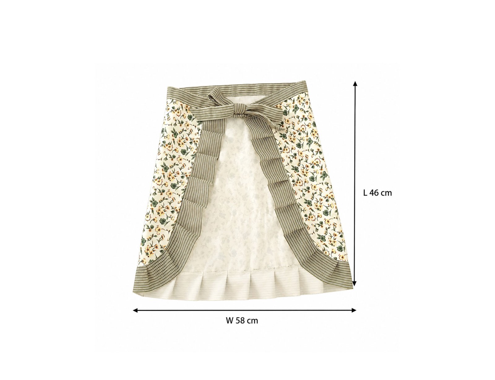 Floral Half Waist Apron With Towel Pocket Beige Grey