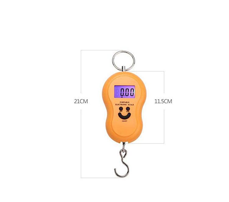 Portable digital hanging scale with hook showing 10.50 kg on LCD display