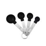 Black 8 pcs measuring cups and spoons set with stainless steel handles for baking and cooking in Lebanon