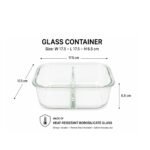 1200ml Glass Food Container with 2 Compartments
