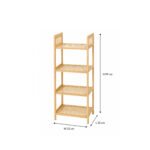 Light wood and rattan four-tier display shelf with open storage shelves for home organization and decoration in Lebanon.