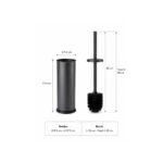 stainless steel toilet brush and holder set with modern bathroom design on white background