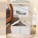 White 4-tier foldable stackable storage cabinet with transparent doors and wheels for home organization in Lebanon