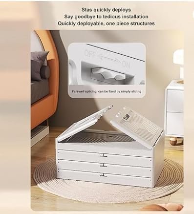 White 4-tier foldable stackable storage cabinet with transparent doors and wheels for home organization in Lebanon
