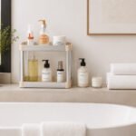 2 Tier Aluminum Bathroom Shelf Organizer Beige