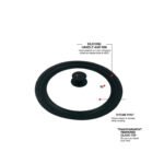 glass lid with black silicone rim suitable for 26 cm, 28 cm, and 30 cm pots and pans on white background.