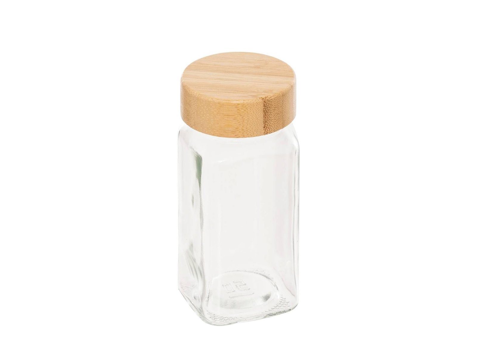 Clear Glass Spice Jars Set with Bamboo Lids and Shaker Caps