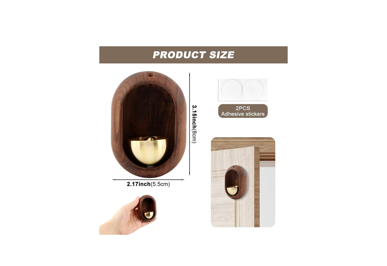 Wood Magnetic Door Chime Hanging Bell