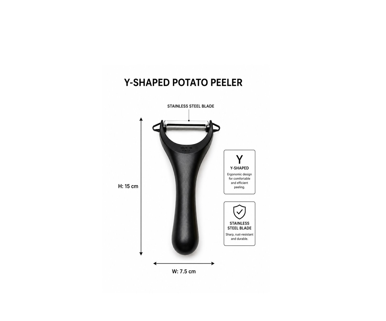 Y-shaped potato peeler with stainless steel blade and ergonomic non-slip handle for fruits and vegetables in Lebanon