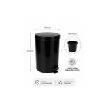 Modern 12-liter stainless-steel foot pedal waste bin with removable inner bucket and matte finish for bathroom or office use.