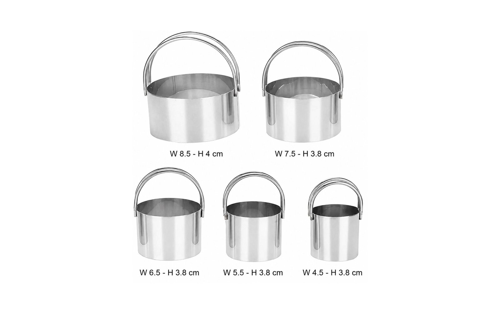 5PCS Round Stainless Steel Biscuit Cutter Set
