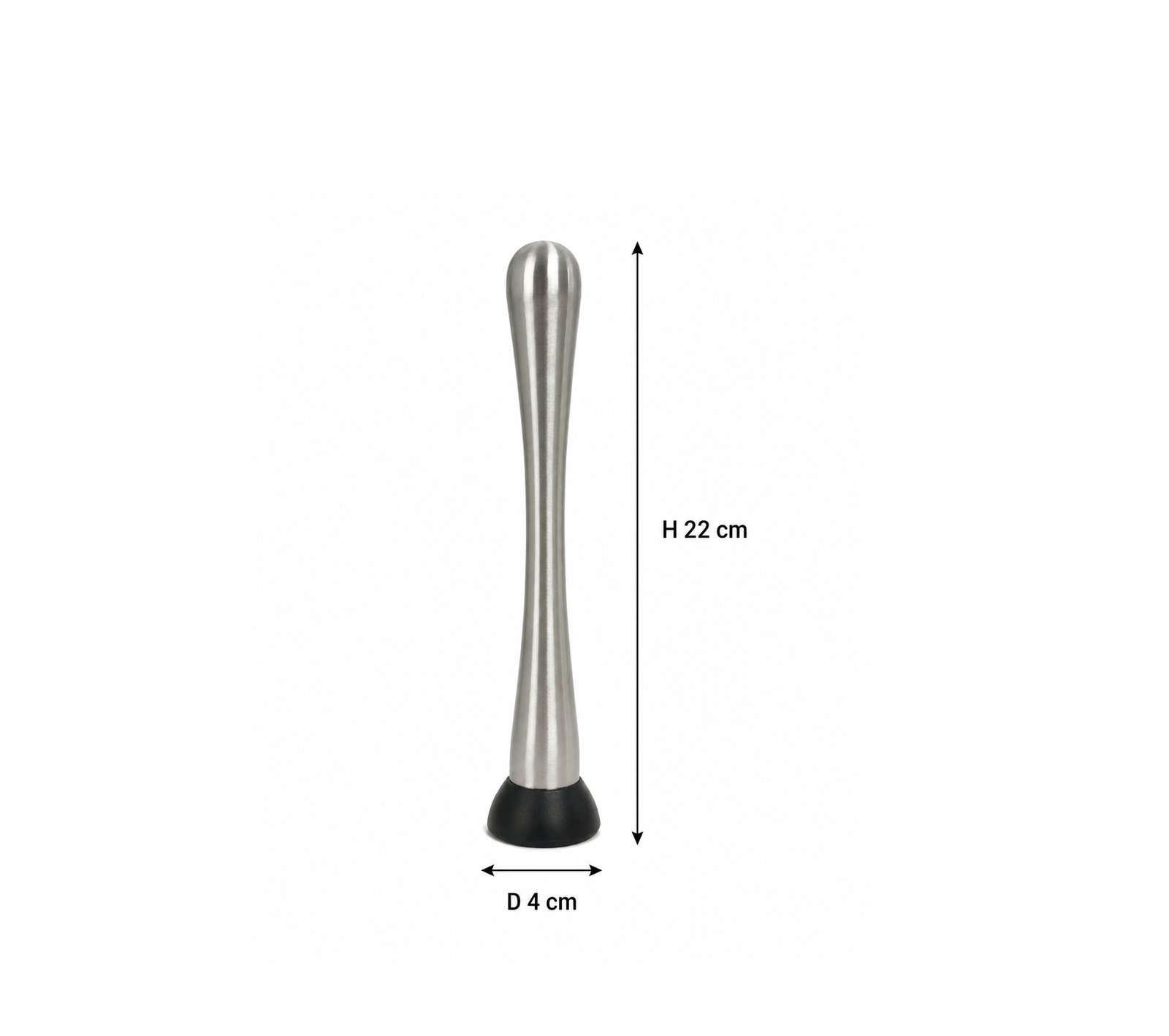 cocktail muddler with textured head for smashing ice and fresh fruit in cocktails and drinks.