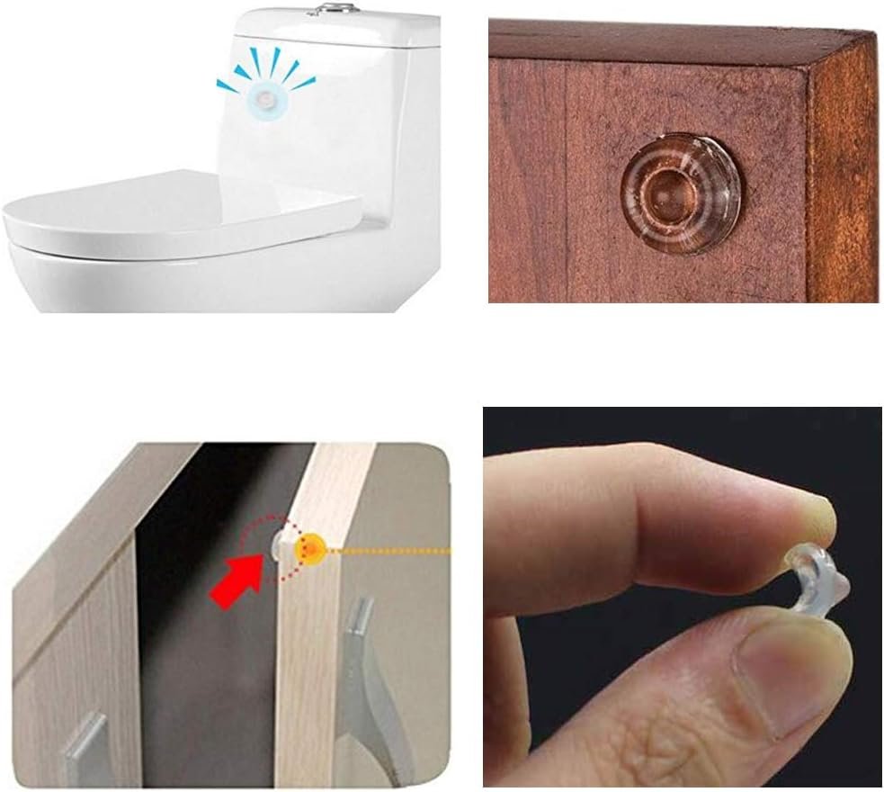 Clear self-adhesive silicone rubber bumper pads for cabinet doors and furniture protection