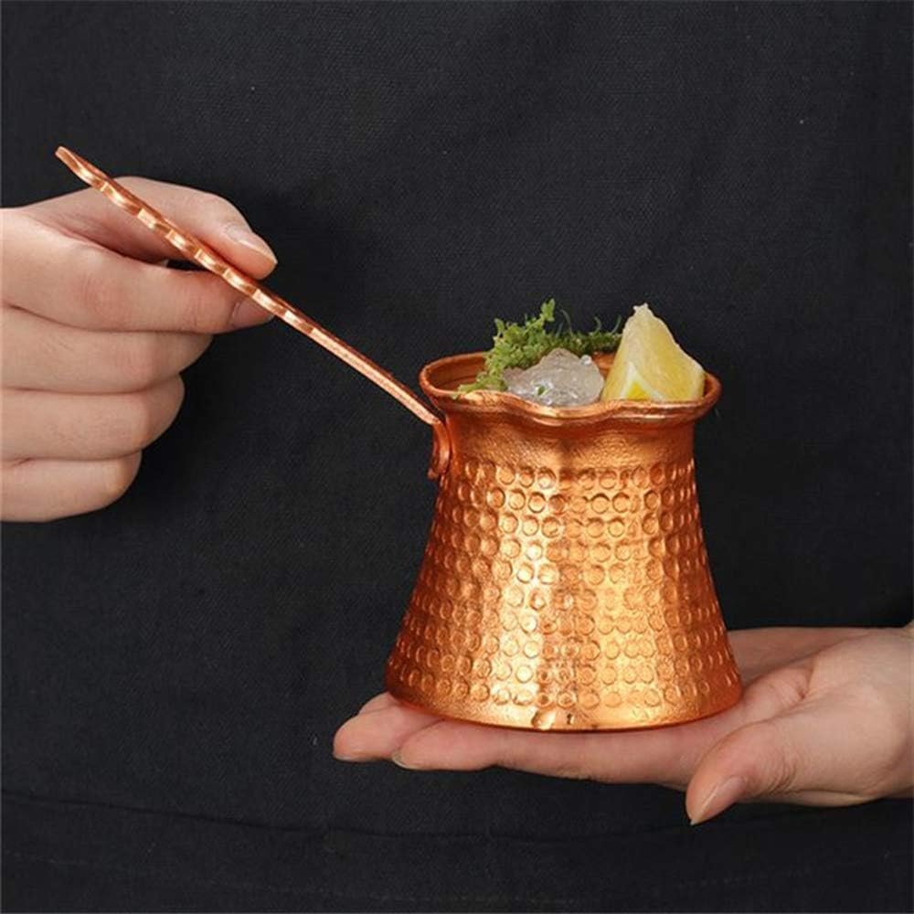 copper Turkish coffee pot with decorative handle for Arabic and Greek coffee brewing.
