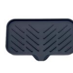 Silicone Sink Organizer Tray with Drain Spout Black Grey