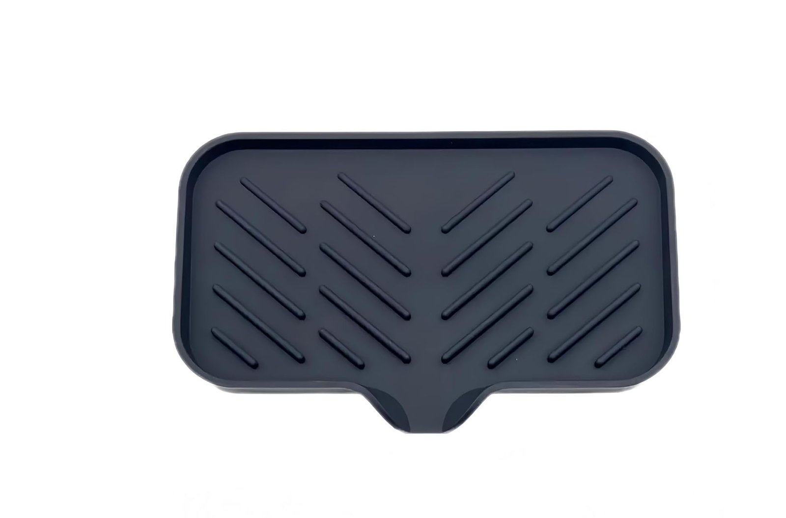 Silicone Sink Organizer Tray with Drain Spout Black Grey