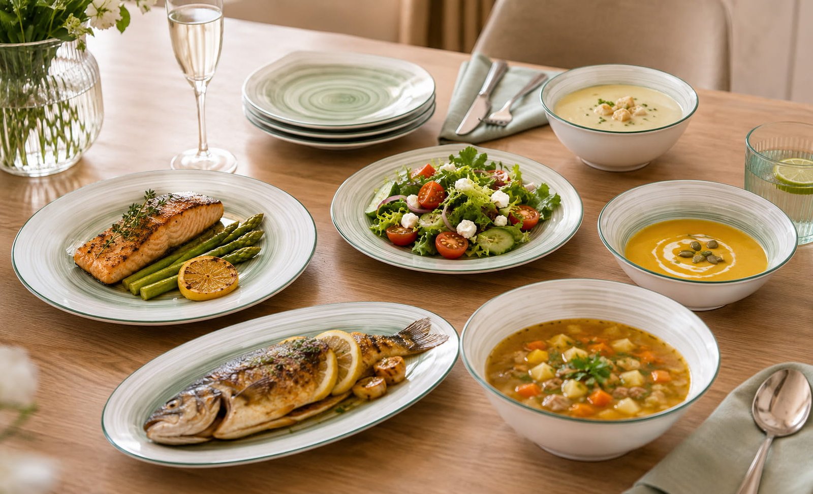 Ripple olive 26 PCS Porcelain Dinner Set DH-09397