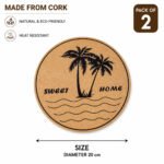 Round Cork Heat Resistant Coasters Pack Of 2