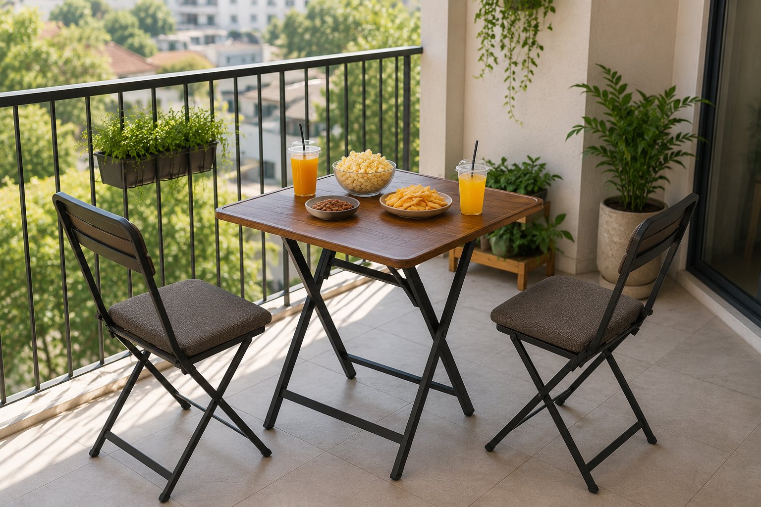 folding wooden square table with metal legs for camping, picnic, dining and balcony use in Lebanon