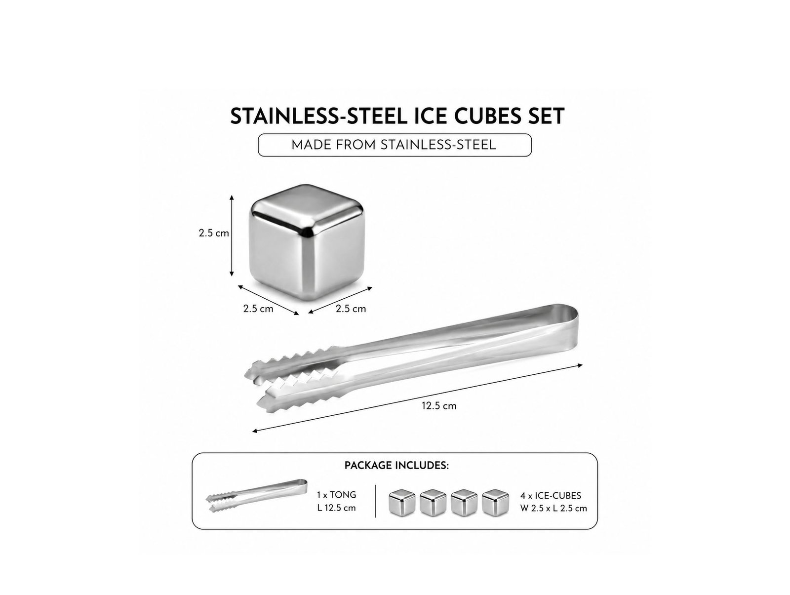 Ice Cubes Set with Tong Reusable Chilling Stones