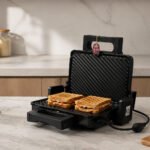 electric contact grill with metal housing open flat dual plates black grill Lebanon Homedash