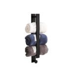 BATHROOM TOWEL RACK SELF-ADHESIVE TOWELS HOLDER WITH HOOK –  WALL MOUNTED BAR - Black
