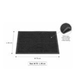 Grey ribbed indoor outdoor doormat 75x45 cm with non-slip rubber backing for entrances and balconies