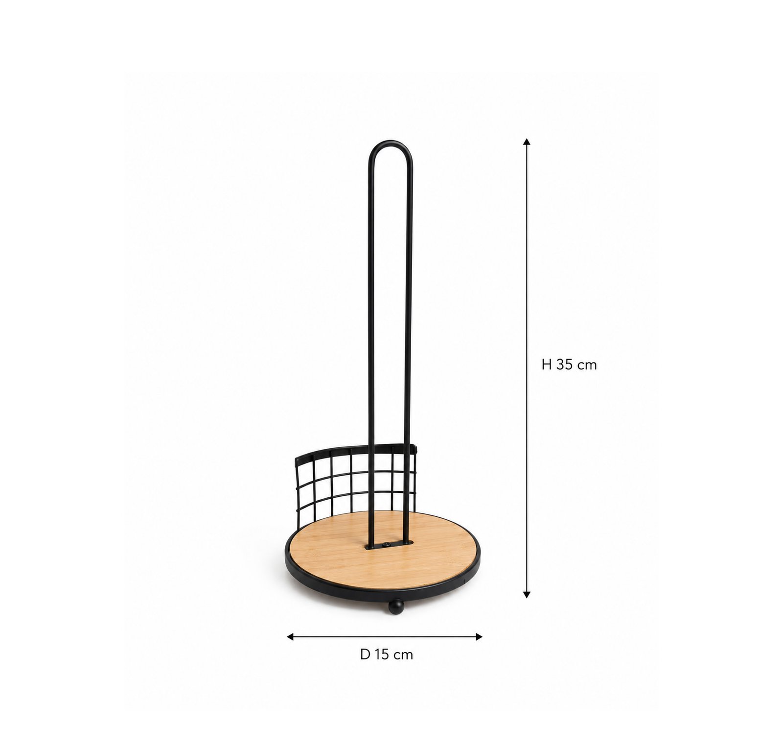Dosthoff Iron Grid Kitchen Roll Holder Bamboo Base MB02