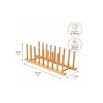 Natural bamboo kitchen plate rack holder organizer for plates cups bowls and pot lids