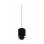 toilet brush set with black silicone bristles and compact holder for bathroom cleaning